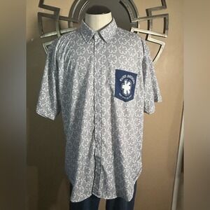 Kiitos Brewing Salt Lake medium M‎ gray Shirt Button Up Short Sleeve